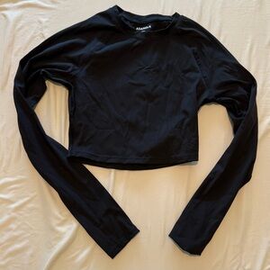 Adanola Midnight Black Long Sleeve Top Cropped